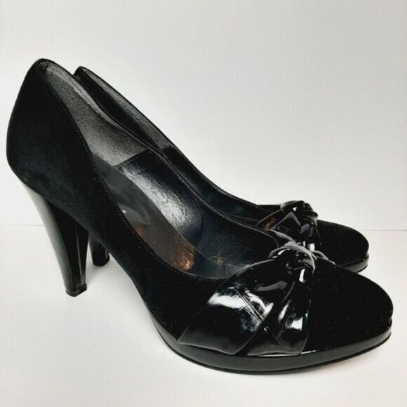 OSVALDO ROSSI Suede & Patent High Heel Pumps Sz 9 US/ Eur 40 Flawed - Picture 2 of 14